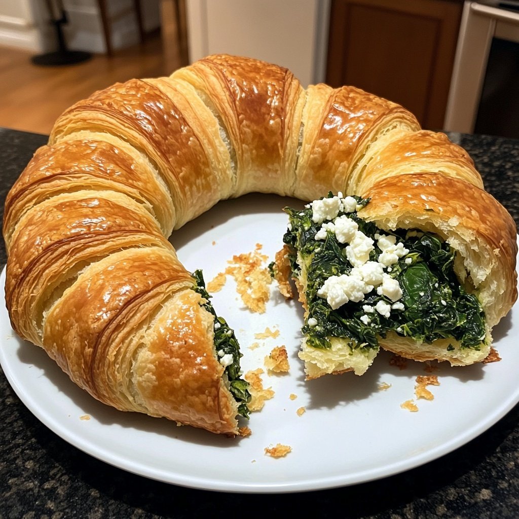 Healthy Spinach and Feta Croissant